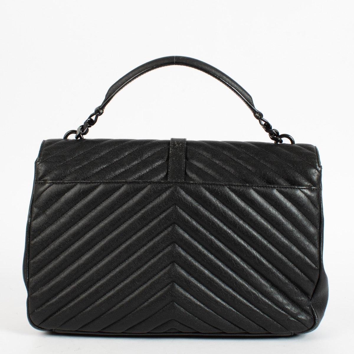 Shop the authentic Saint Laurent All Black Large College Bag second hand on Labellov.com.