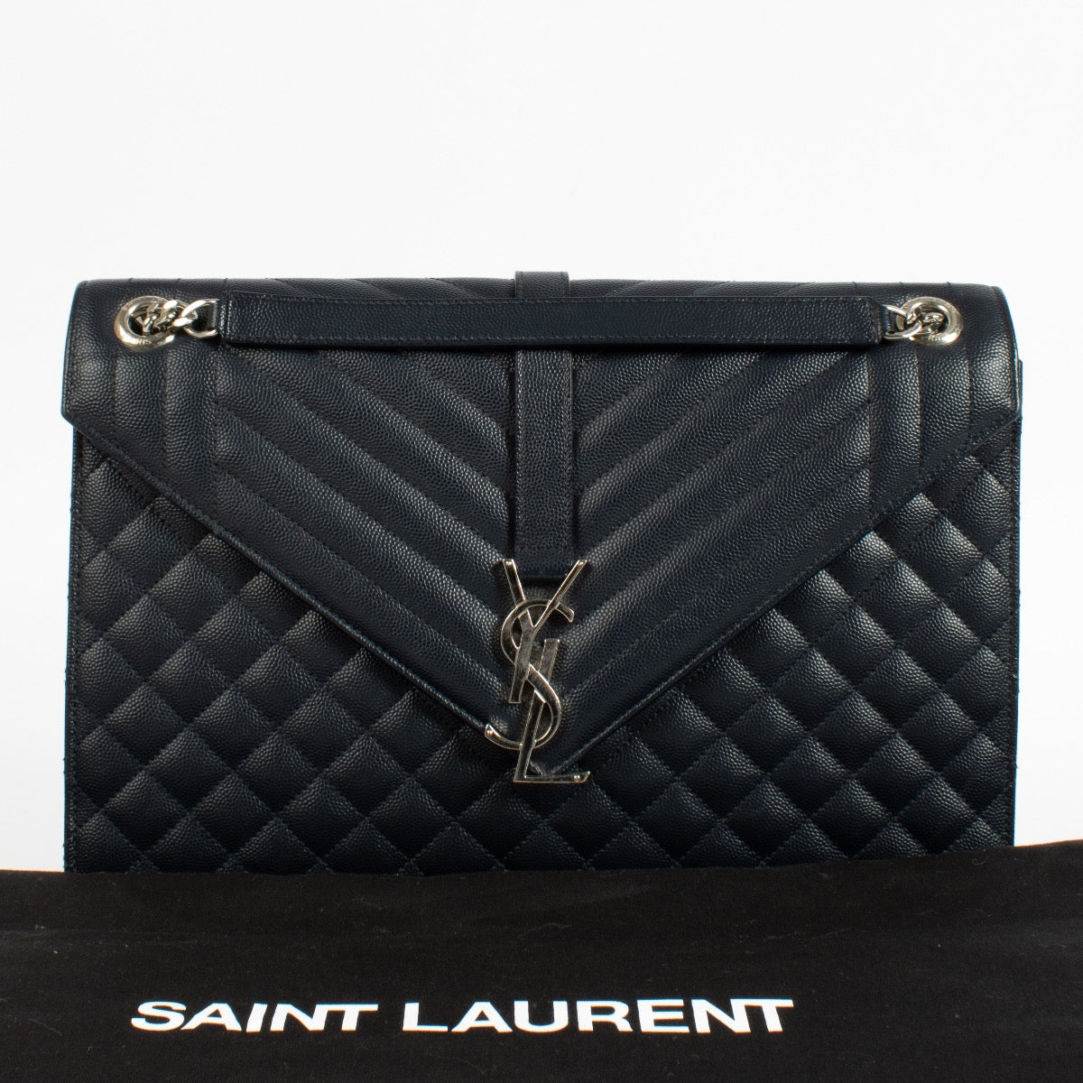 Shop the authentic Saint Laurent Blue Large Envelope Bag second hand on Labellov.com.
