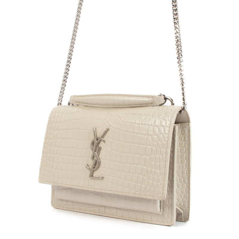 Saint Laurent Sunset Crocodile Embossed Chain Wallet