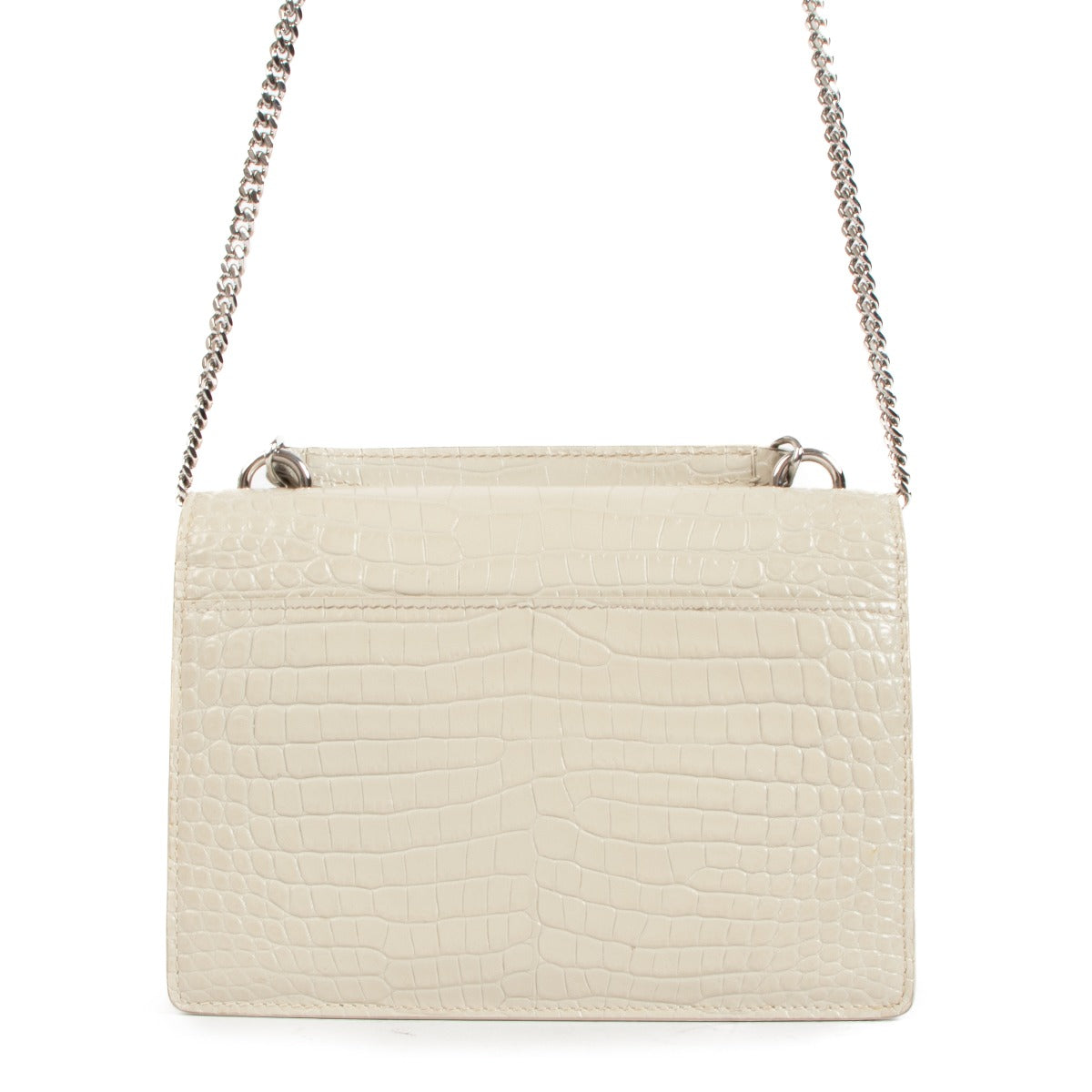 Portefeuille chaîne Saint Laurent Sunset en cuir embossé façon crocodile