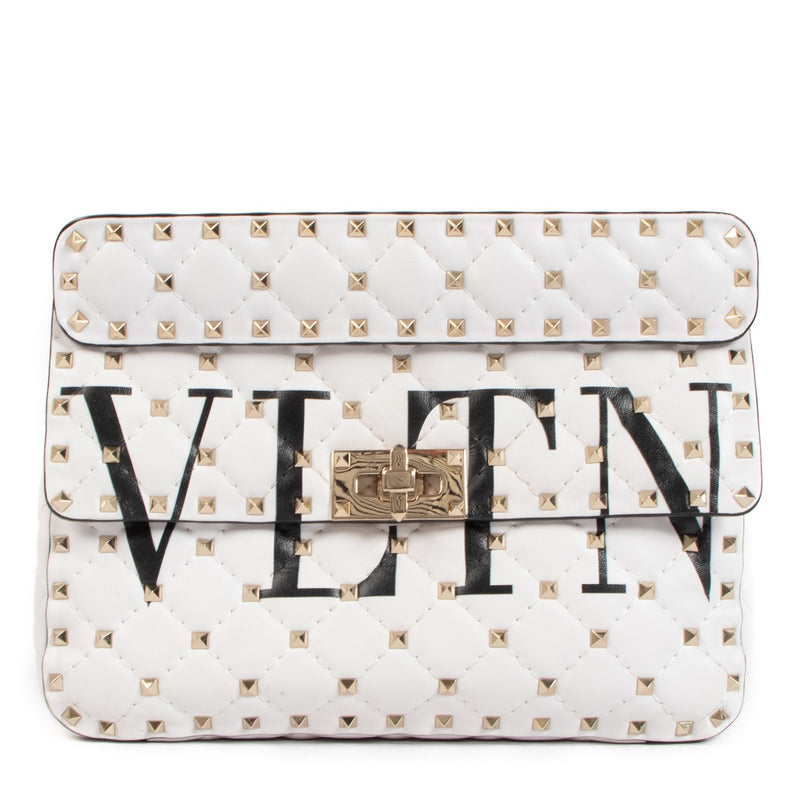 Valentino Garavani White VLTN Medium Rockstud Spike Bag