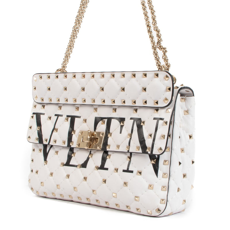 Valentino Garavani White VLTN Medium Rockstud Spike Bag