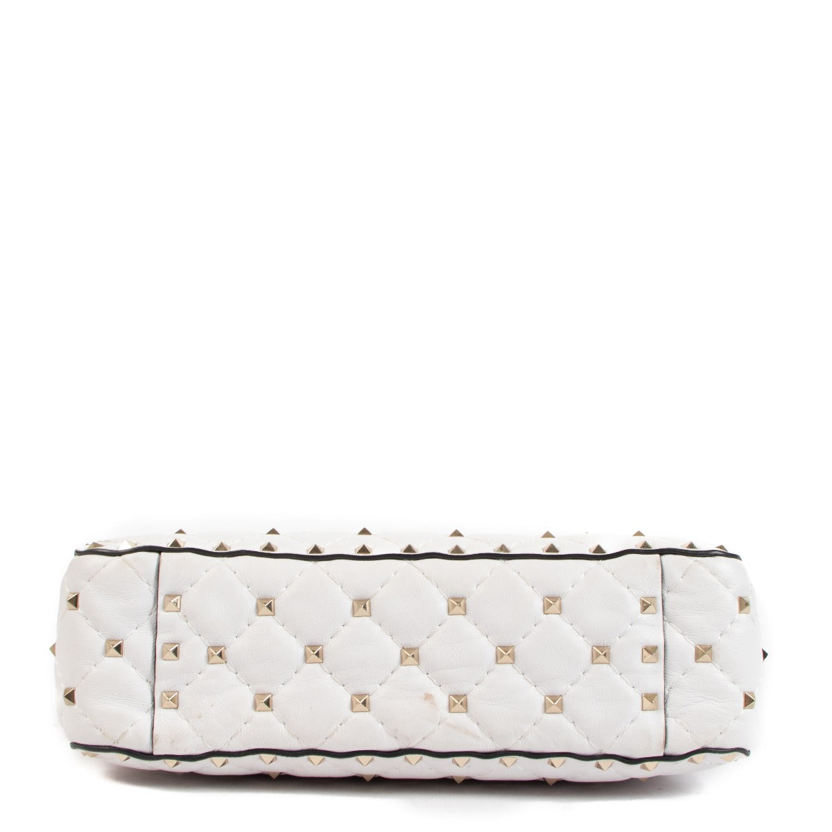 Sac Valentino Garavani VLTN Spike en cuir blanc avec clous Rockstud, taille moyenne