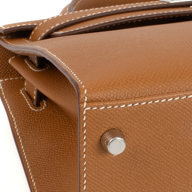 Hermès Kelly 28 Or Epsom Métal argenté palladié