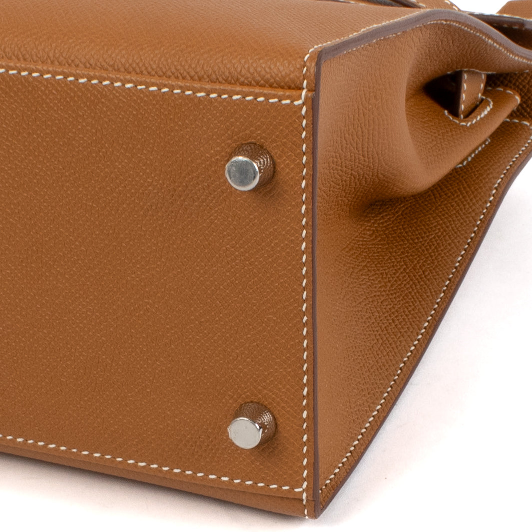 Hermès Kelly 28 Or Epsom Métal argenté palladié