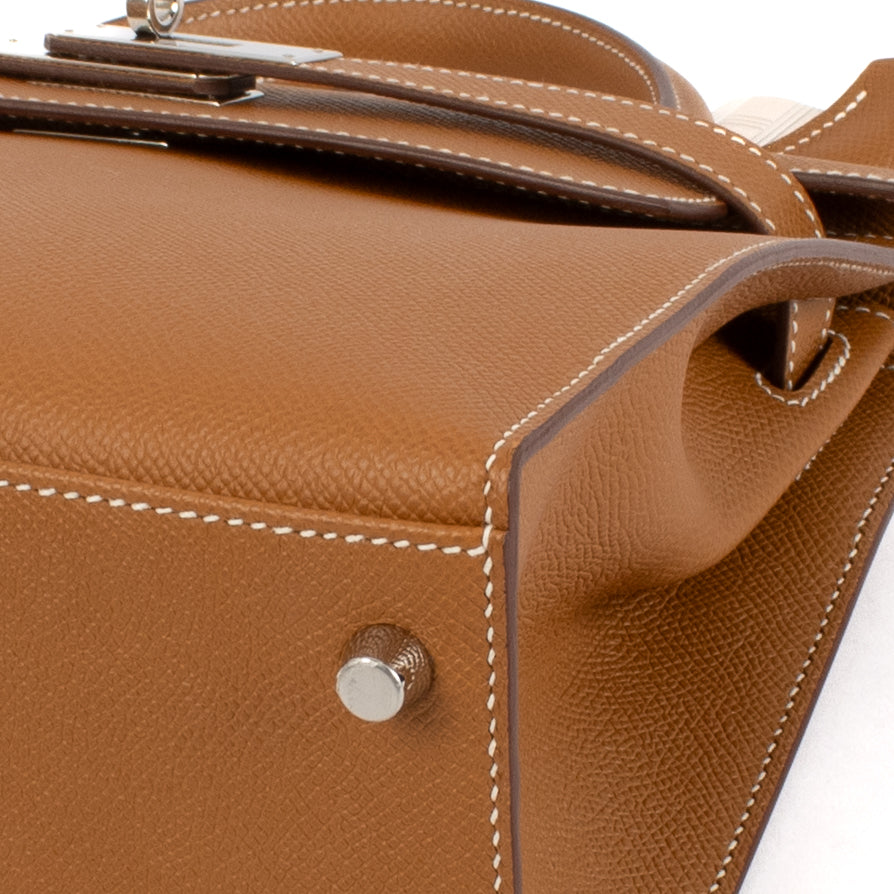 Hermès Kelly 28 Or Epsom Métal argenté palladié