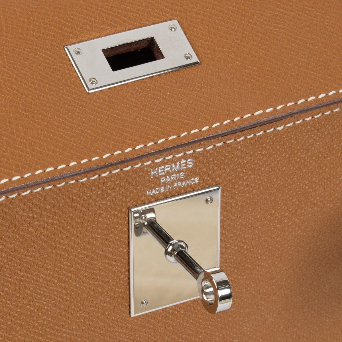 Hermès Kelly 28 Or Epsom Métal argenté palladié