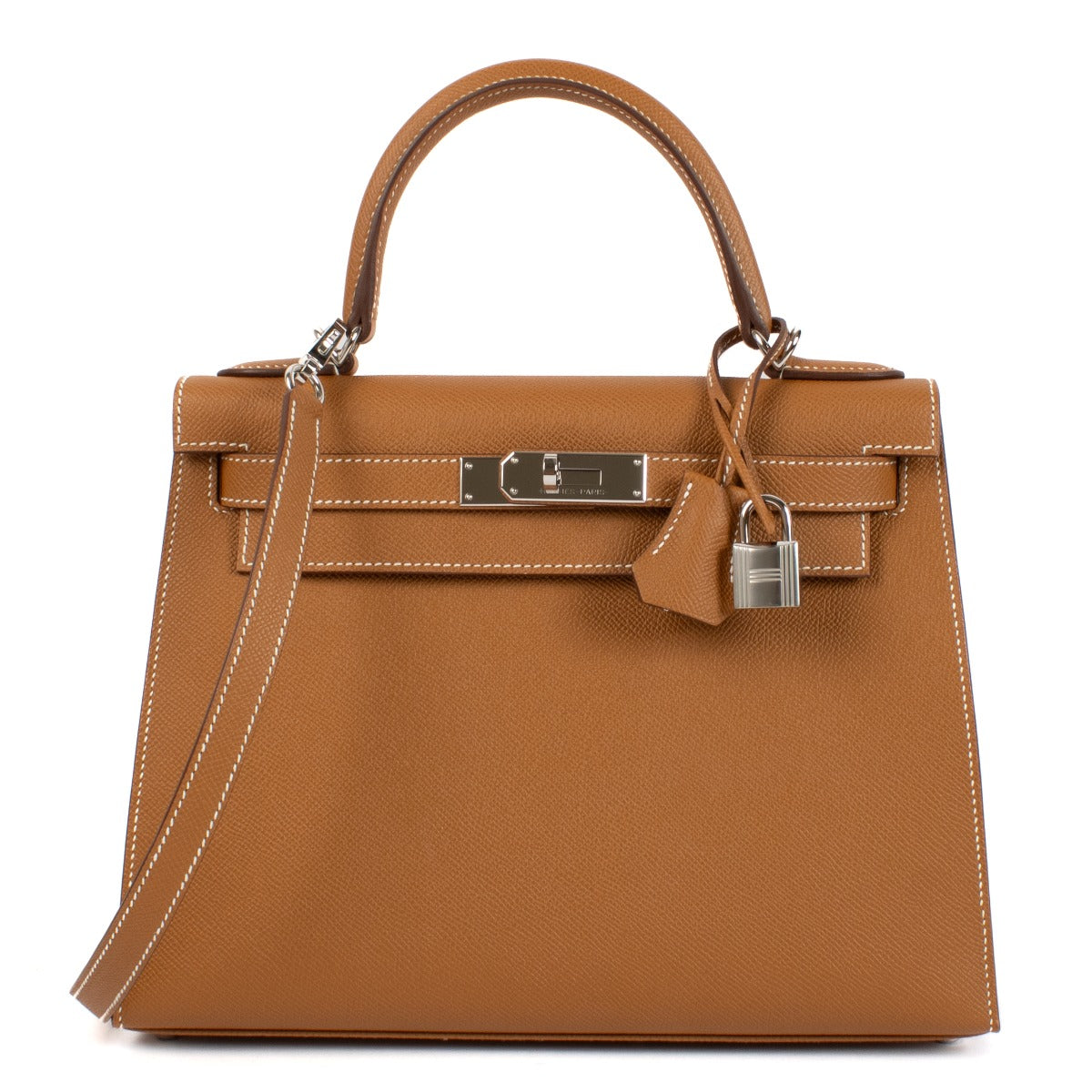 Hermès Kelly 28 Or Epsom Métal argenté palladié