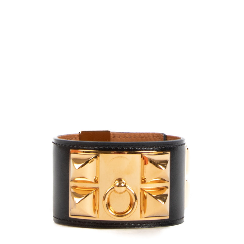 Shop safe online at Labellov in Antwerp, Brussels and Knokke this 100% authentic second hand Hermès Black Bracelet Collier De Chien GHW - T2