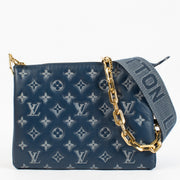 LL09249 Louis Vuitton Blue Monogram Leather Shoulder Bag
