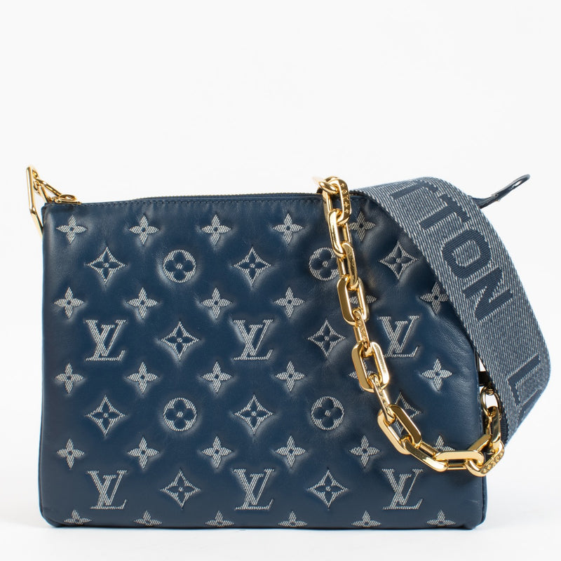LL09249 Louis Vuitton Blue Monogram Leather Shoulder Bag