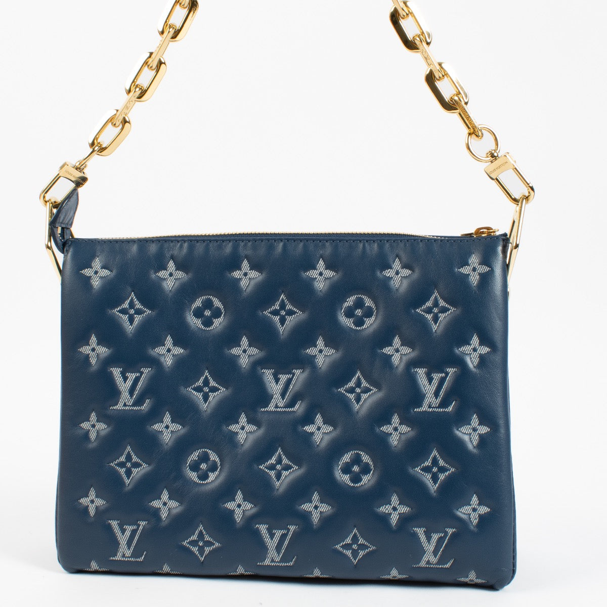 LL09249 Louis Vuitton Blue Monogram Leather Shoulder Bag