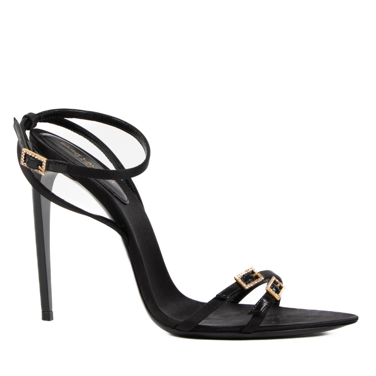 Saint Laurent New Nuit 110 Crystal-embellished Satin Sandals