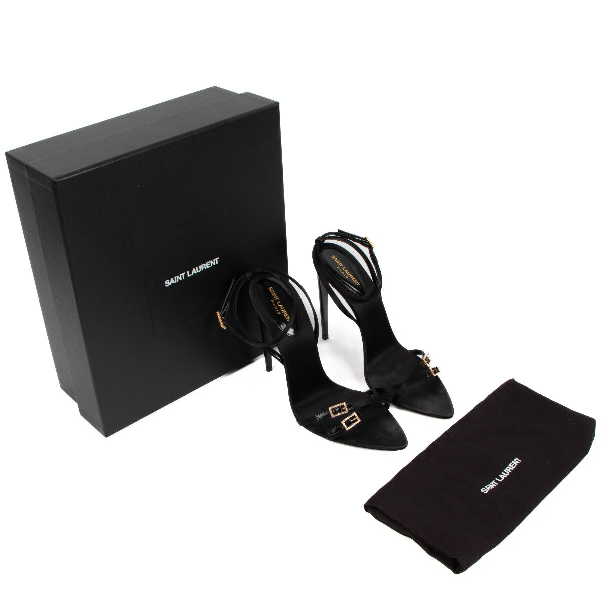 Saint Laurent New Nuit 110 Crystal-embellished Satin Sandals