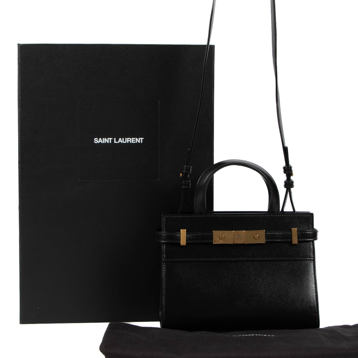 Saint Laurent Black Box Leather Mini Manhattan Bag