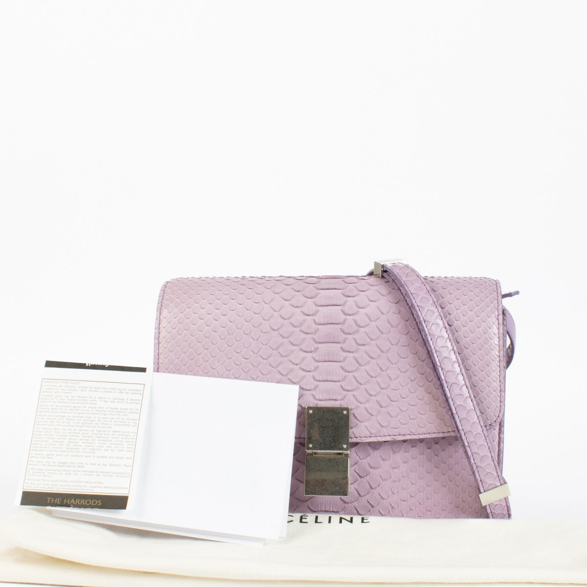 Authentic preloved Celine Lilac Python Medium Classic Box Bag on Labellov.com