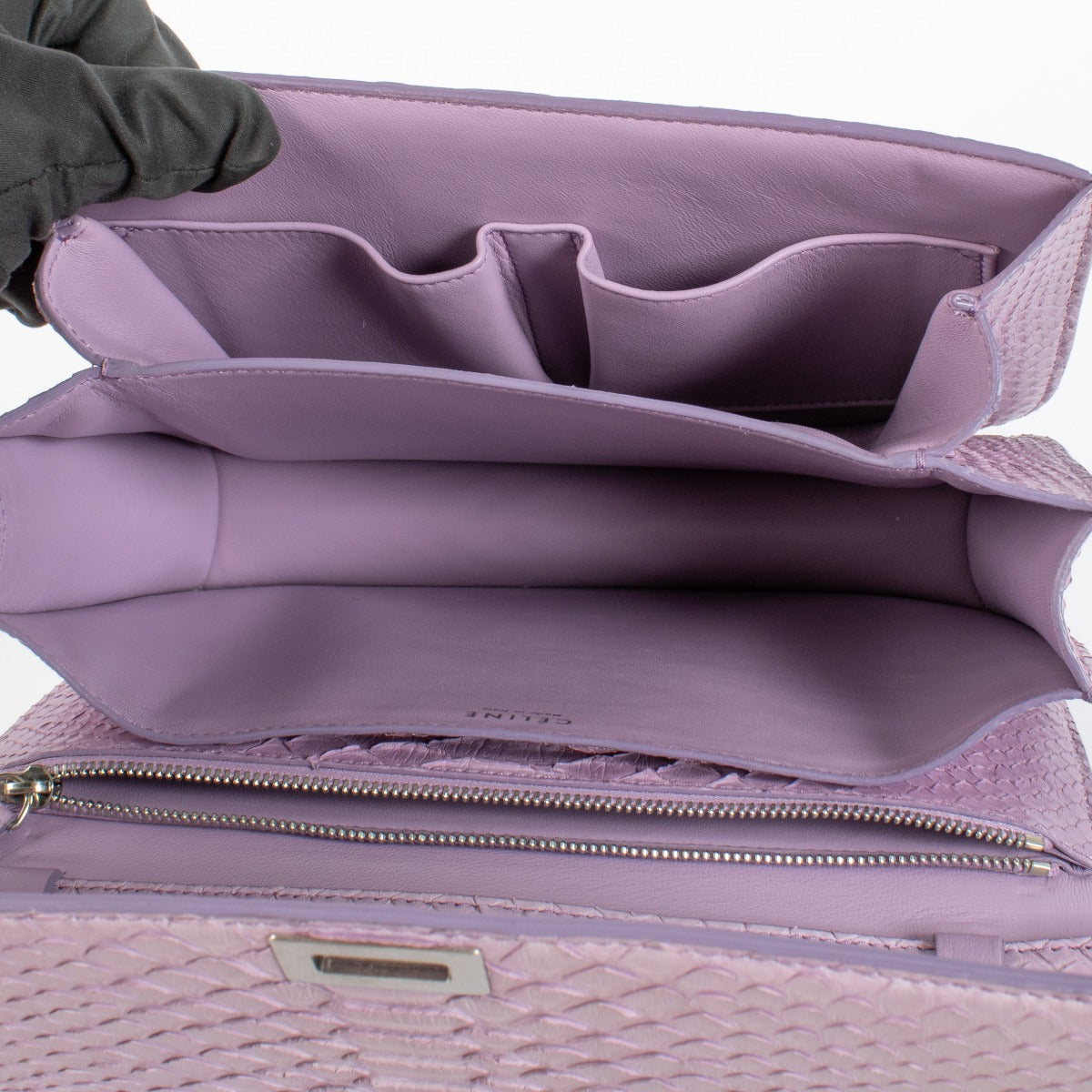 Sac classique moyen Céline Lilas Python