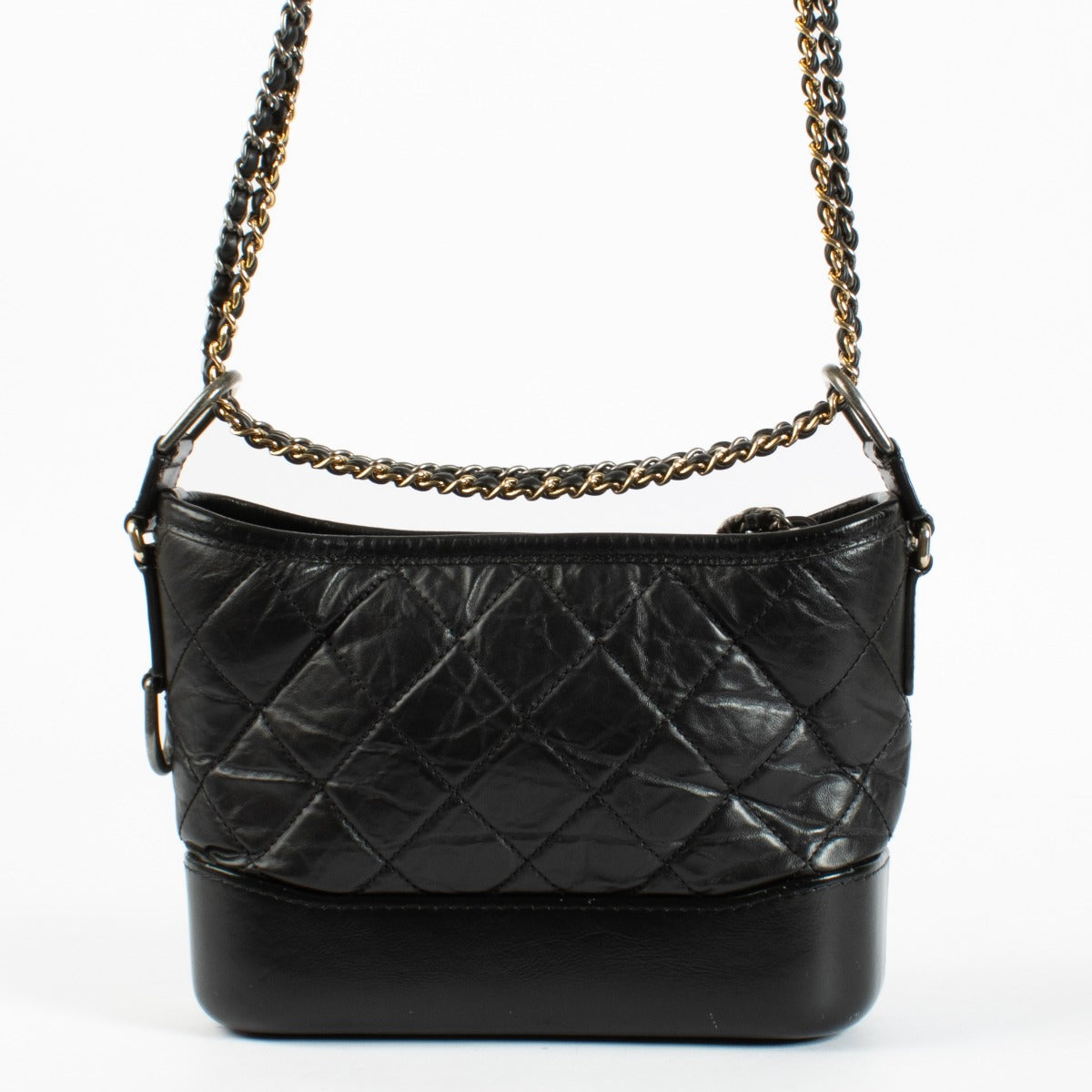 Authentic pre-loved Chanel Black Quilted Leather Small Gabrielle Hobo Bag on Labellov.com