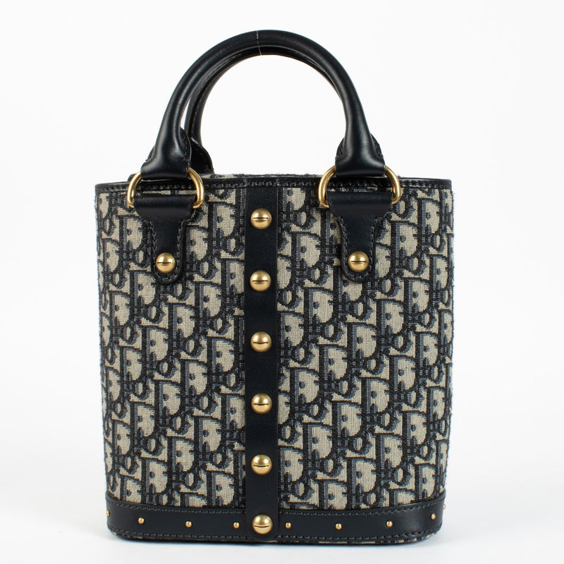 Authentic pre-loved Christian Dior Navy Blue Oblique Canvas Small Tote Bag on Labellov.com