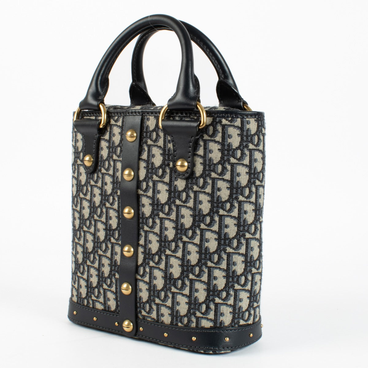Authentic pre-loved Christian Dior Navy Blue Oblique Canvas Small Tote Bag on Labellov.com
