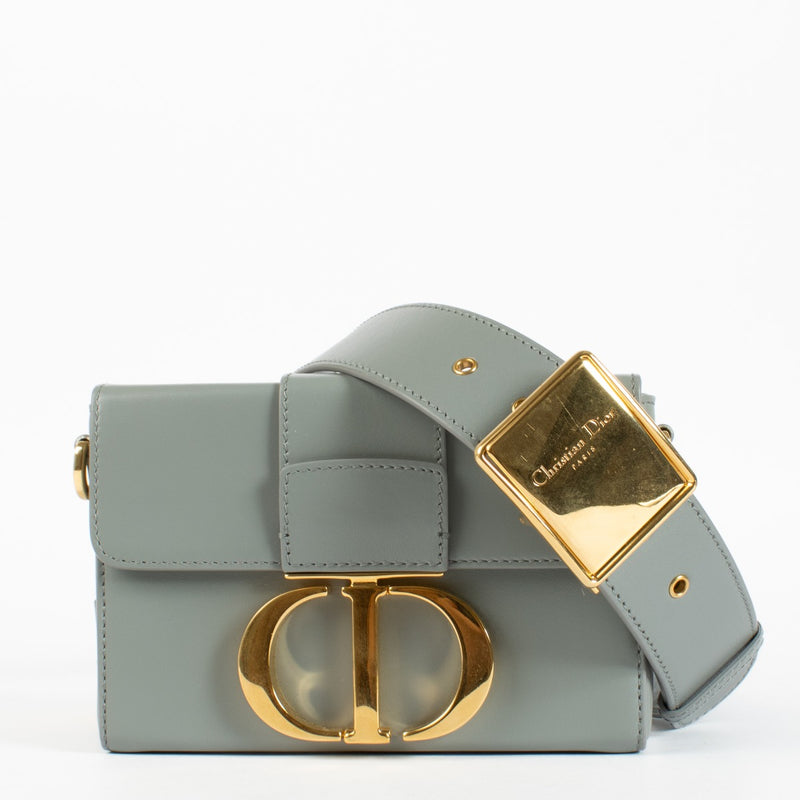Authentic pre-loved Christian Dior Blue-Grey Calfskin Micro 30 Montaigne Flap Bag on Labellov.com