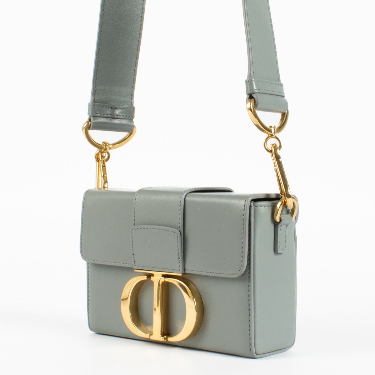Authentic pre-loved Christian Dior Blue-Grey Calfskin Micro 30 Montaigne Flap Bag on Labellov.com
