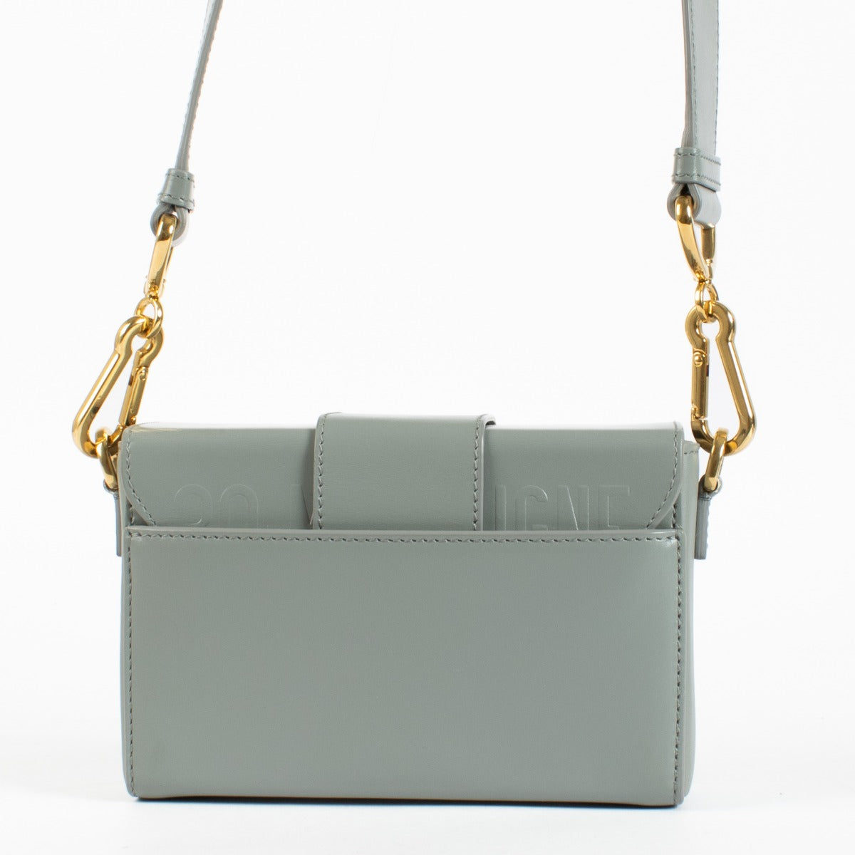 Authentic pre-loved Christian Dior Blue-Grey Calfskin Micro 30 Montaigne Flap Bag on Labellov.com