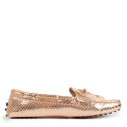 Tod's Gold Snakeskin Embossed Gommino Driving Shoes