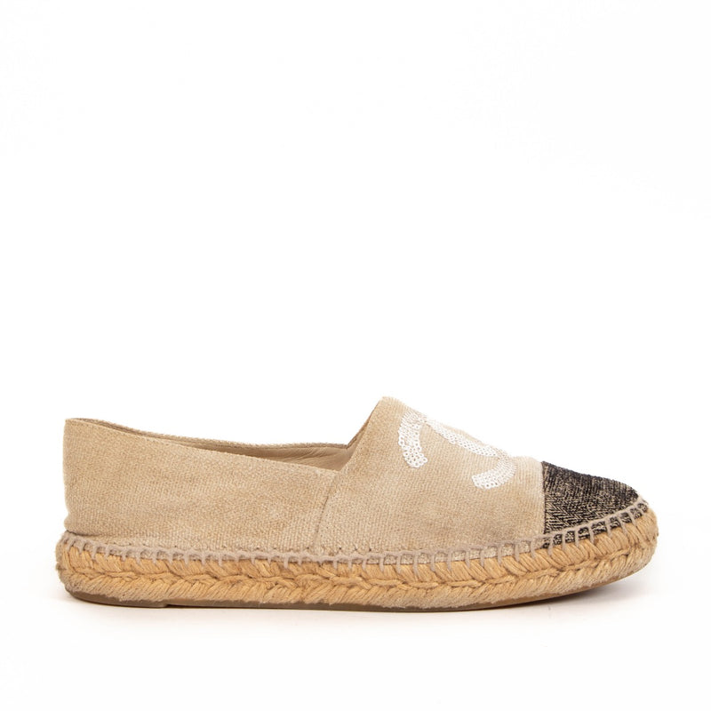 Chanel Beige Pailletten CC Espadrilles - maat 38