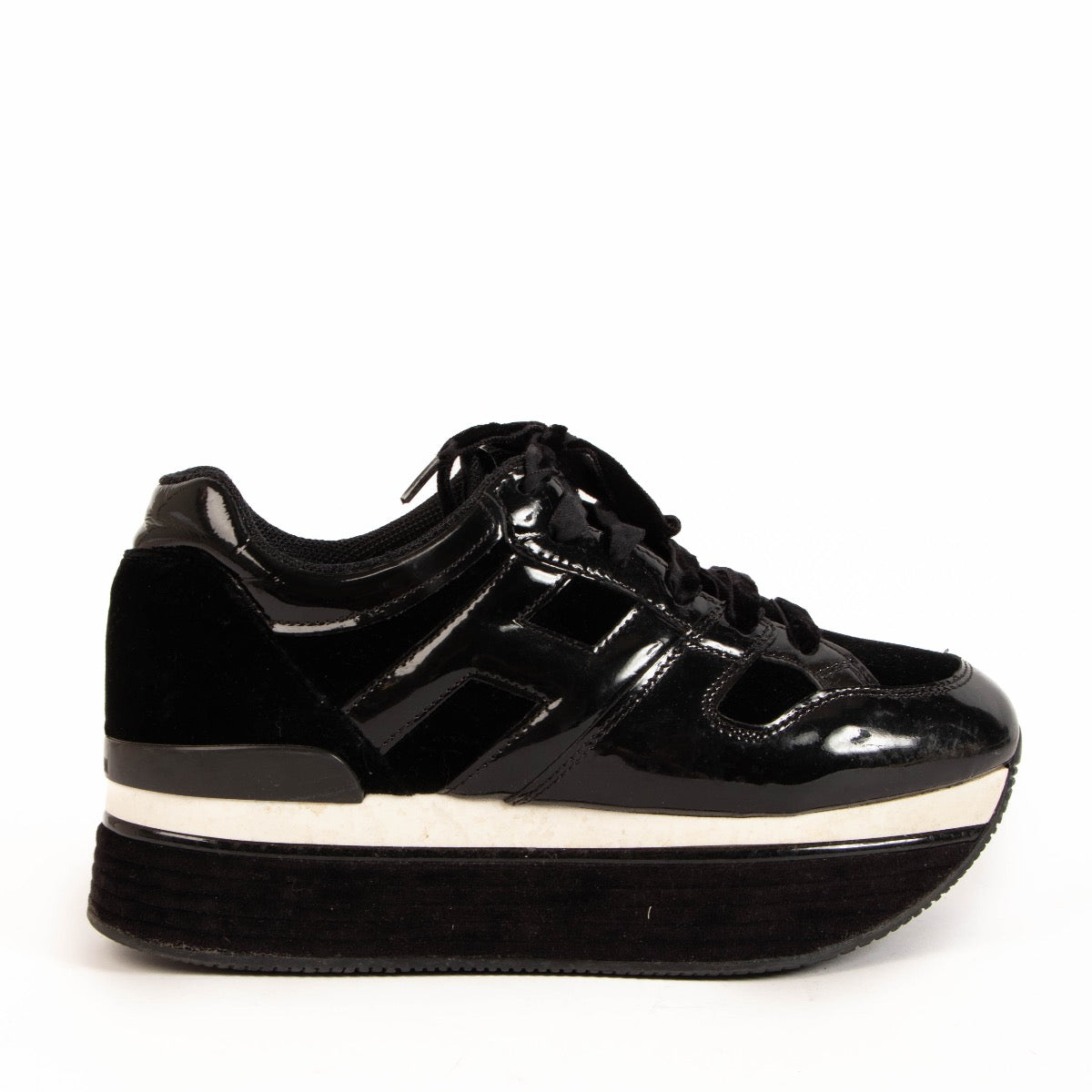 Hogan Black Velvet Platform Sneakers - size 38