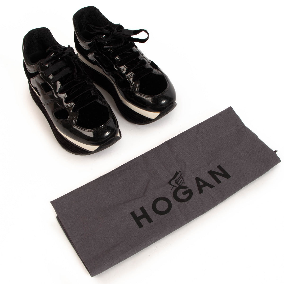 Hogan Black Velvet Platform Sneakers - size 38