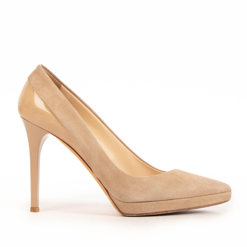 Jimmy Choo Nude Suede & Patent Leather Pumps