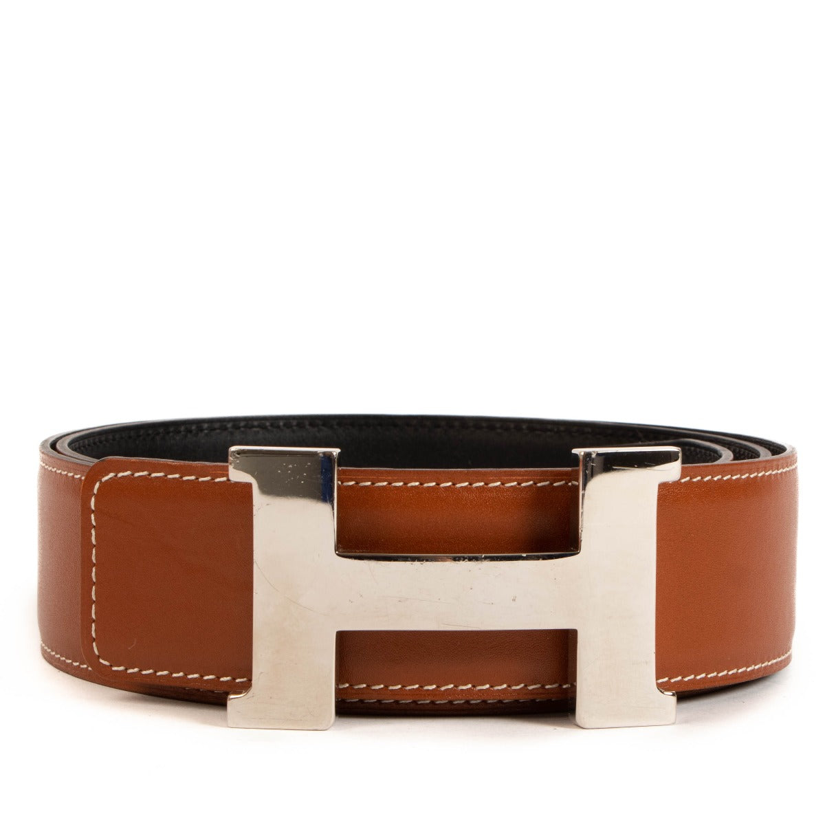 Hermès Reversible Fauve Barenia/Black Box Leather Belt