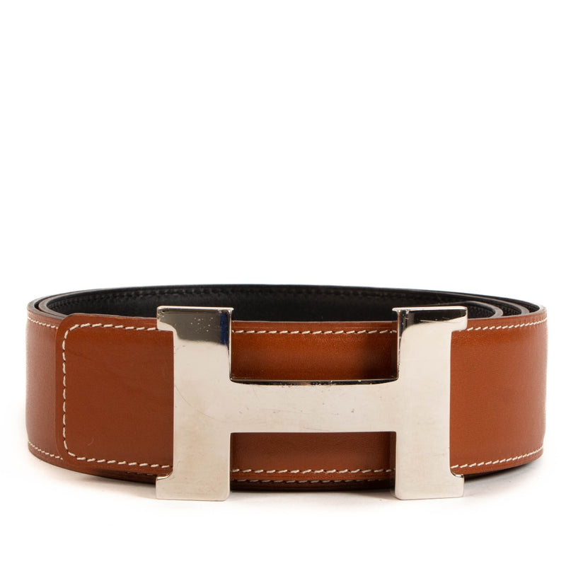 Hermès Reversible Fauve Barenia/Black Box Leather Belt