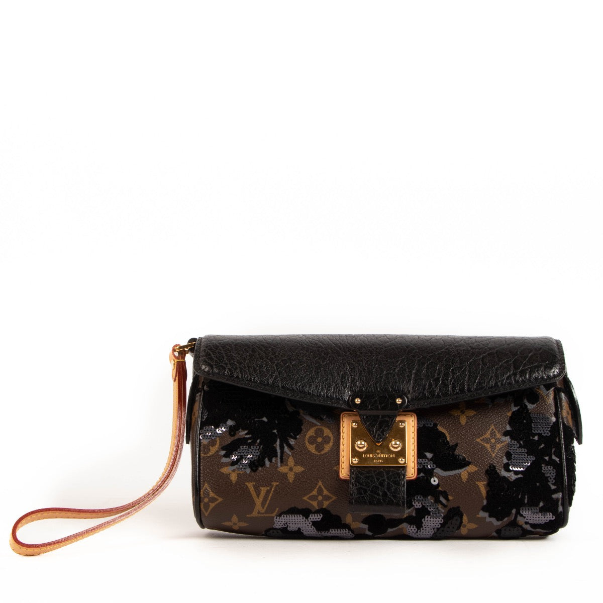Shop safe online at Labellov in Antwerp, Brussels and Knokke this 100% authentic second hand Louis Vuitton Limited Edition Fleur de Jais Manege Clutch