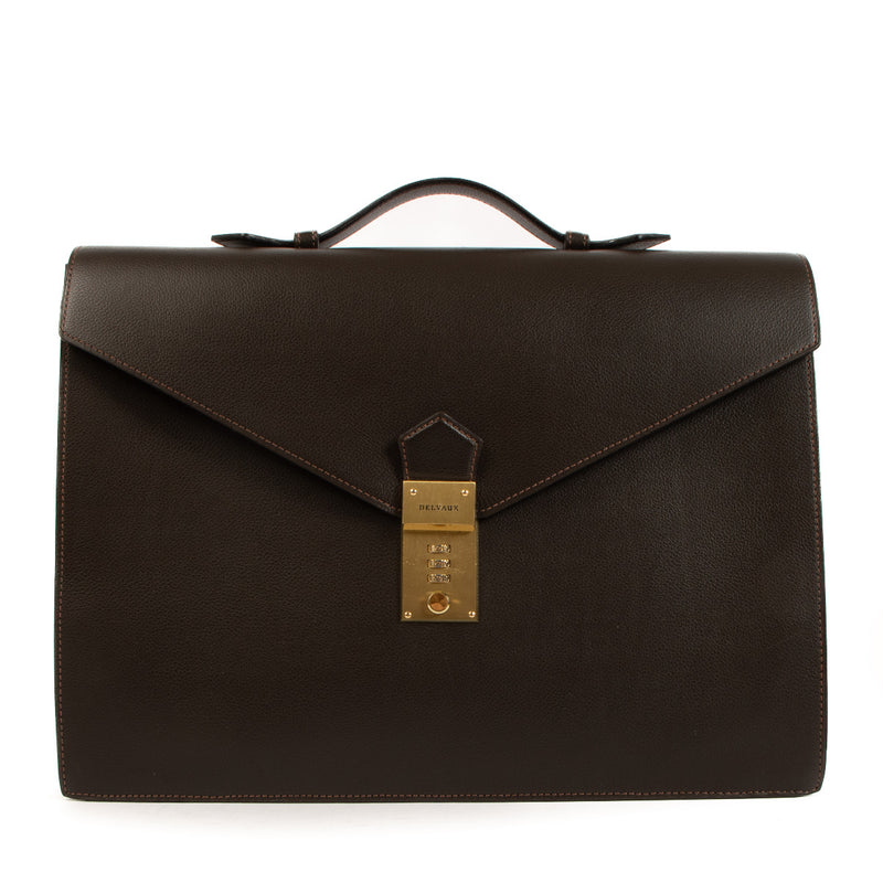 Delvaux Brown Leather Briefcase