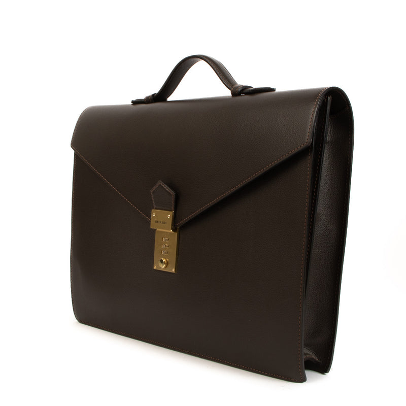 Delvaux Brown Leather Briefcase