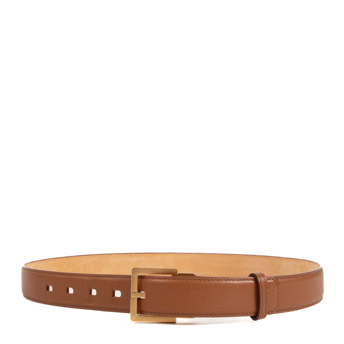 Delvaux belt in good condition with gold buckle and cognac leather buy preloved Antwerp Labellov