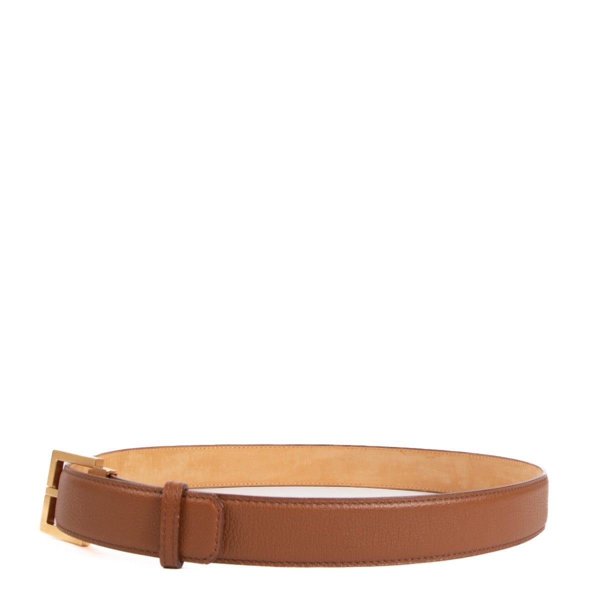 Delvaux belt in good condition with gold buckle and cognac leather buy preloved Antwerp Labellov