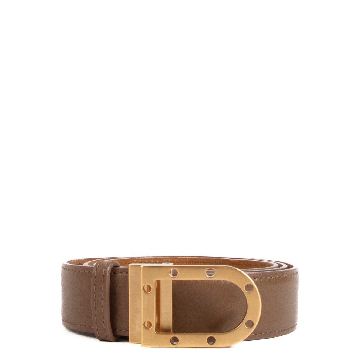 Delvaux belt in very good condition taupe colour D buckle preloved Labellov Antwerp