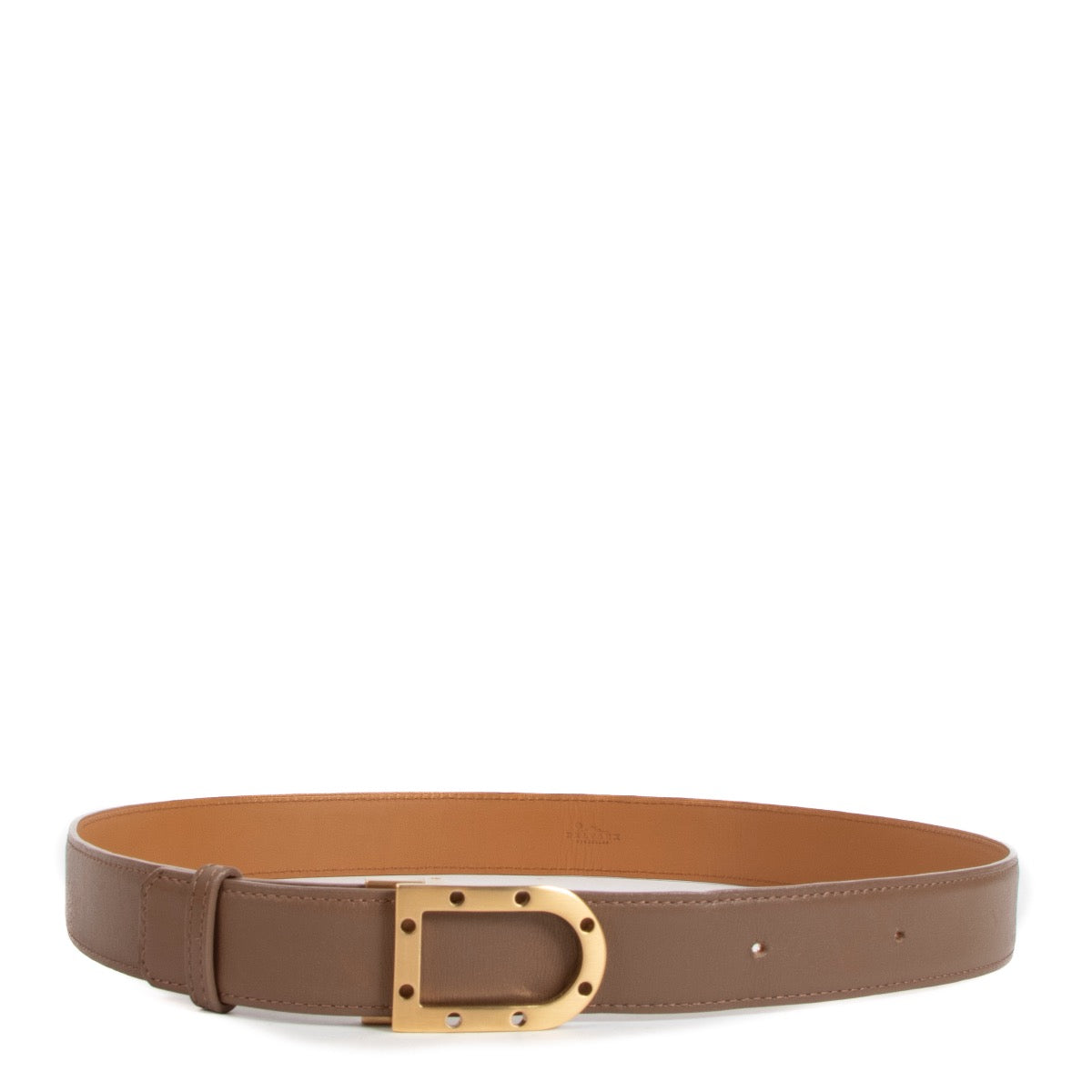 Delvaux belt in very good condition taupe colour D buckle preloved Labellov Antwerp