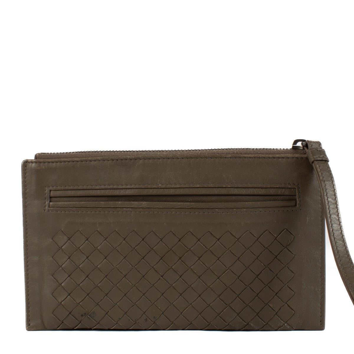 Bottega Veneta Brown Intrecciato Zipped Pouch