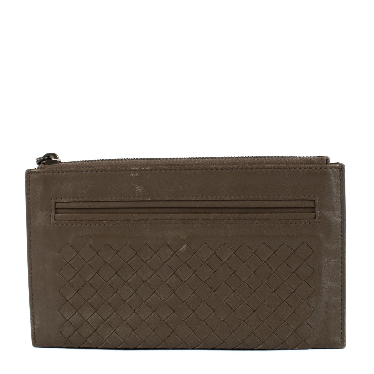 Bottega Veneta Brown Intrecciato Zipped Pouch