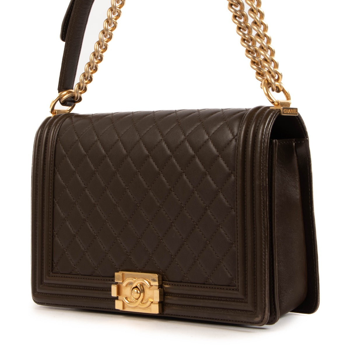 shop 100% authentic second hand Chanel Large Boy Brown Quilted Leather on Labellov.com