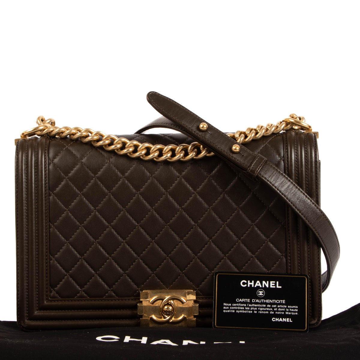 shop 100% authentic second hand Chanel Large Boy Brown Quilted Leather on Labellov.com