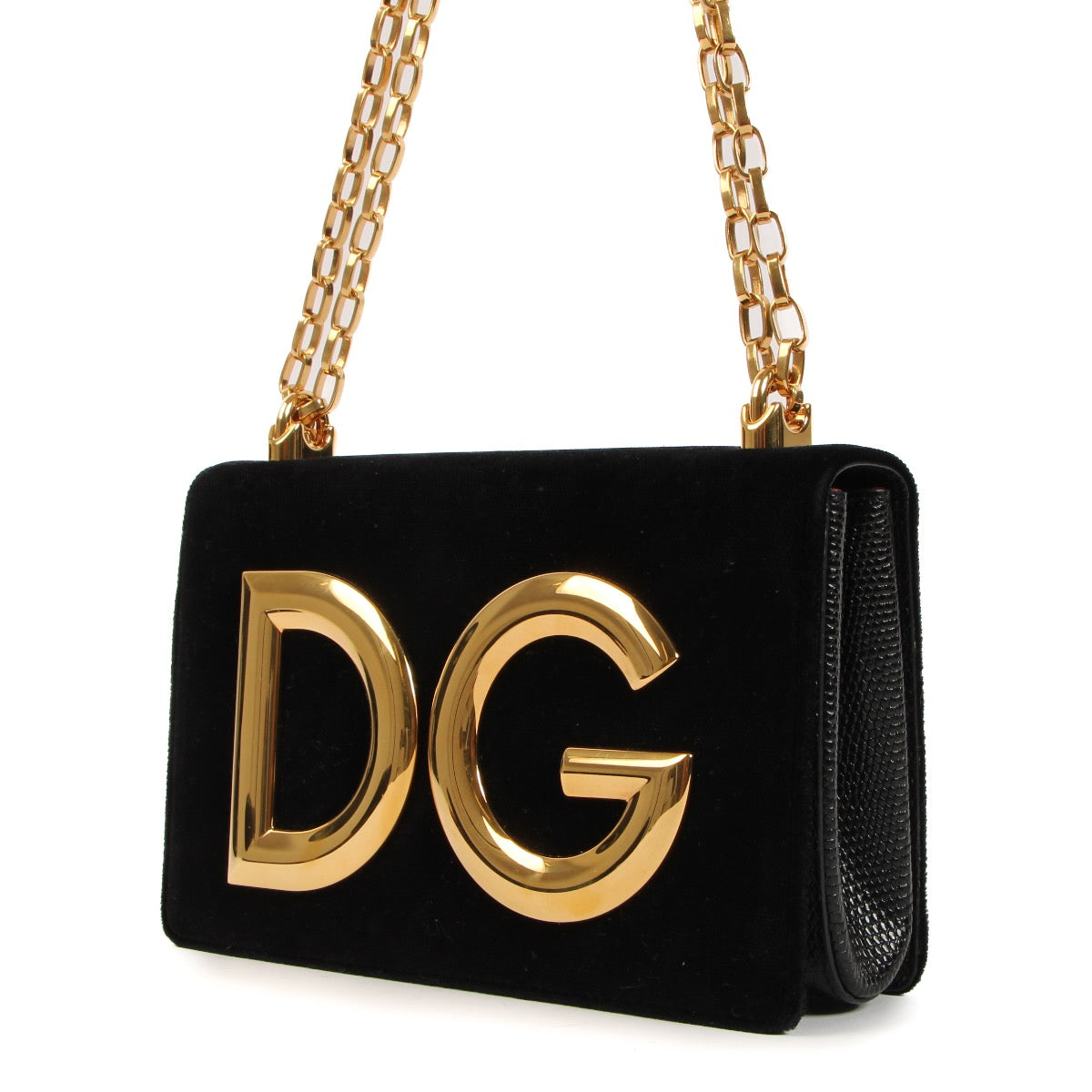 Dolce & Gabbana DG Girls Black Velvet Shoulder Bag for the best price at vintage preloved webshop Labellov
