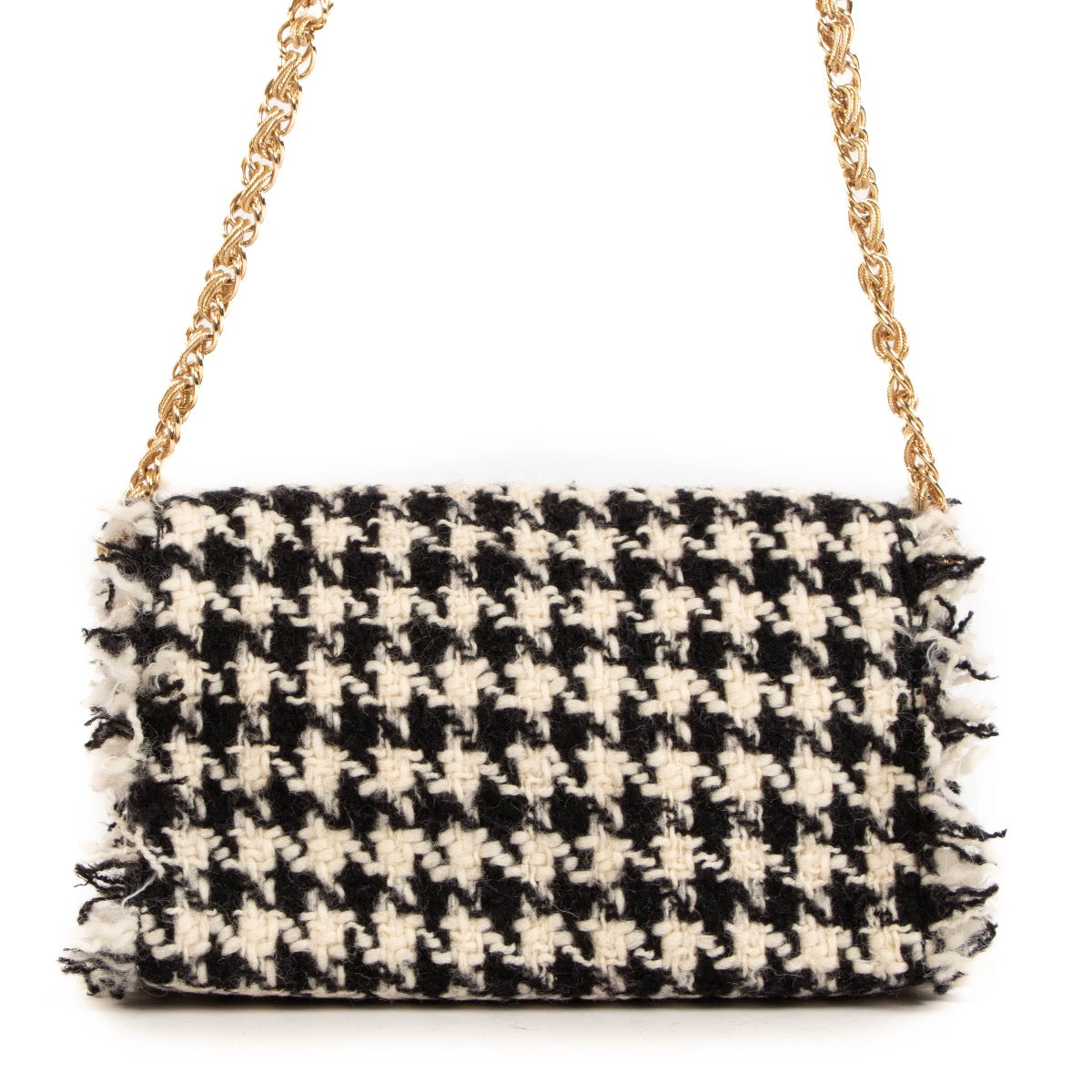 Shop safe online at Labellov in Antwerp, Brussel and Knokke this 100% authentic second hand Dolce & Gabbana black and white tweed Crossbody
