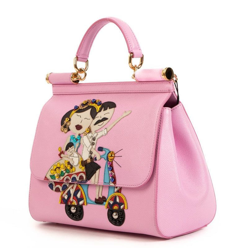 shop 100% authentic second hand Dolce & Gabbana Dauphine Medium Family Patch Miss Sicily Satchel on Labellov.com