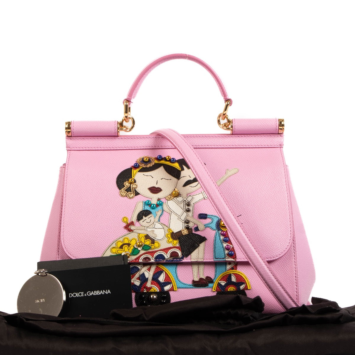 shop 100% authentic second hand Dolce & Gabbana Dauphine Medium Family Patch Miss Sicily Satchel on Labellov.com