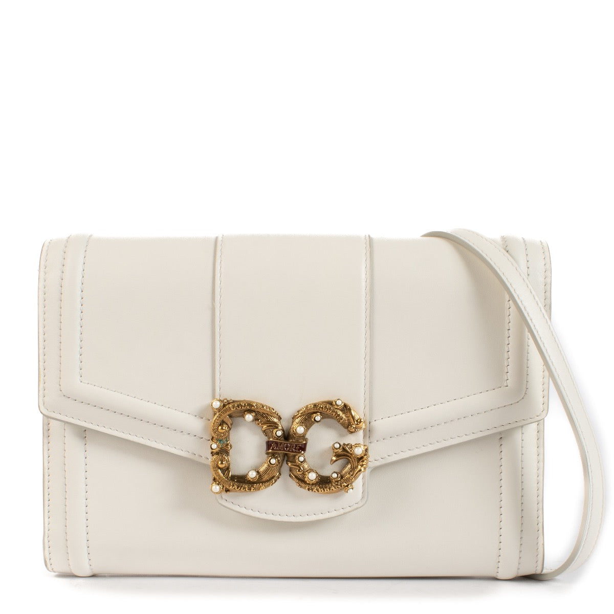 shop 100% authentic second hand Dolce & Gabbana White Amore Crossbody Bag on Labellov.com
